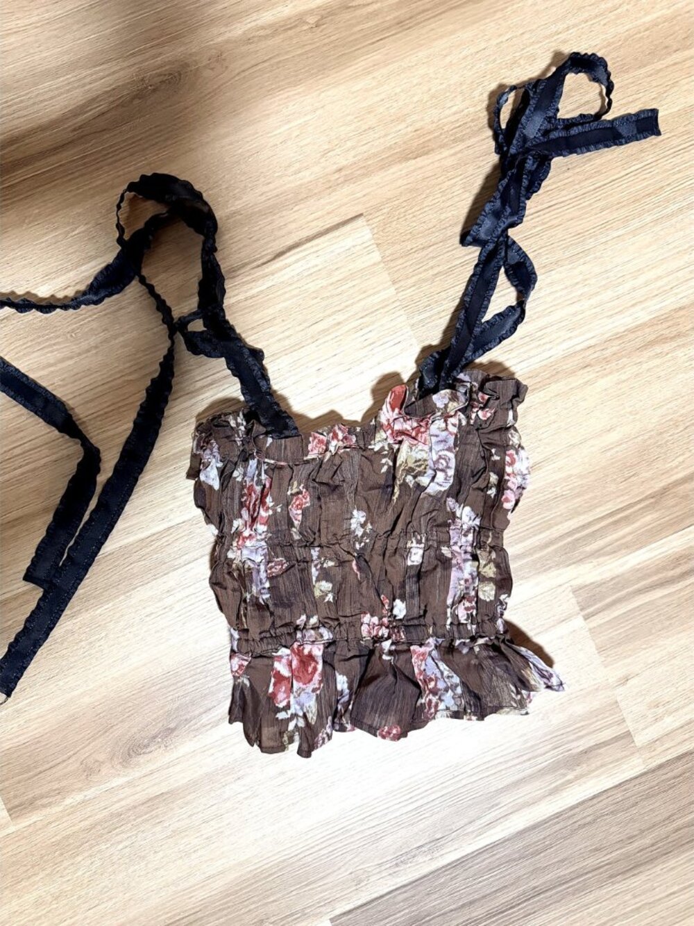 Brock Collection x H&M Floral Smocked Corset Bustier Top S